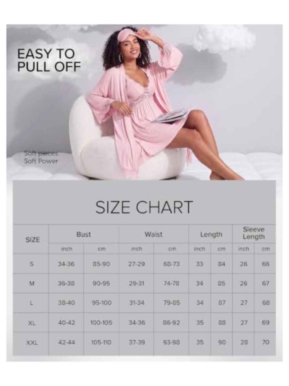 Lace Chemise and Robe Set Modal Spandex Rayon - Picture 2 of 6